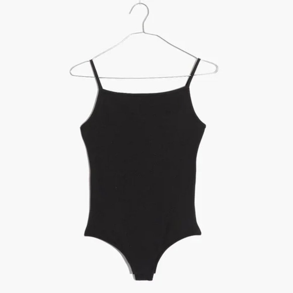 Madewell ribbed knit Spaghetti-Strap thong Bodysuit